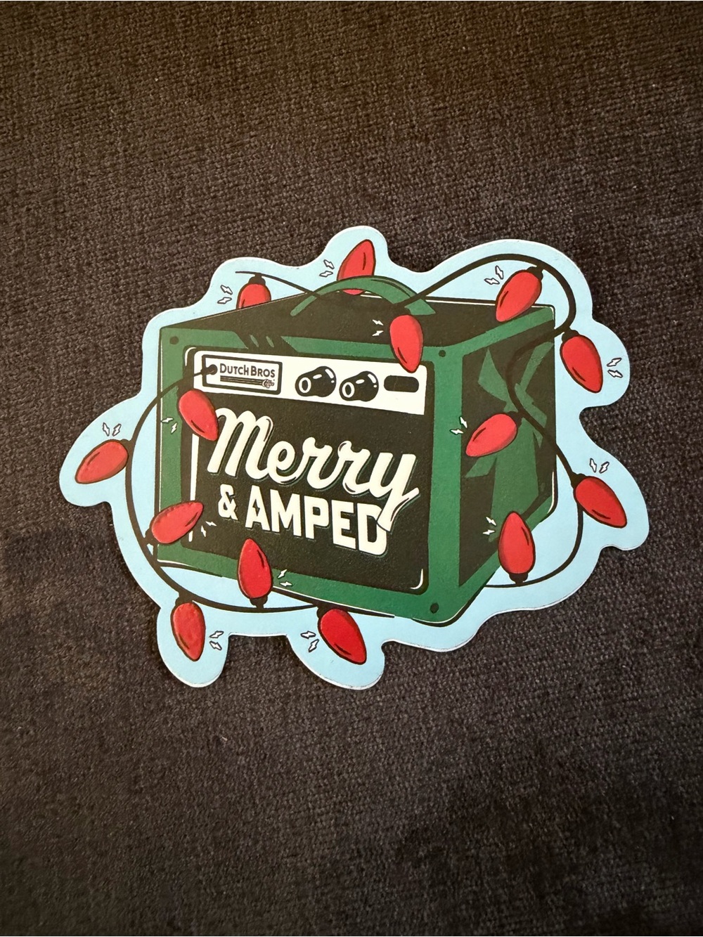 Merry & Amped Christmas 2025 Holiday Dutch Bros Green Amp Sticker